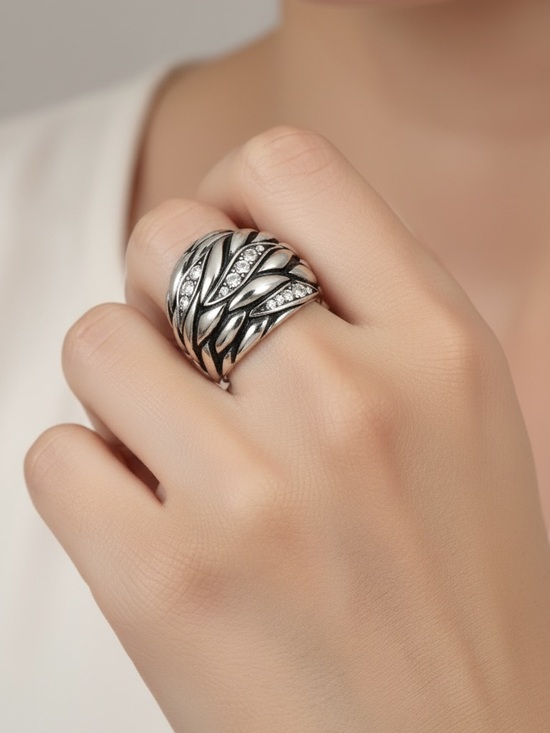 MARIMOR Jewelry - Stainless Steel Cubic Zirconia Dome Ring
